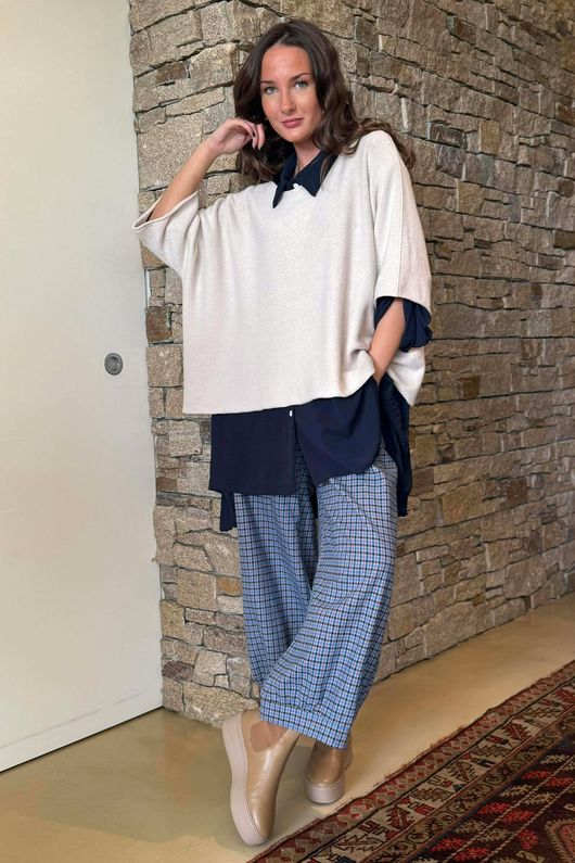 Suki Pleat Back Blouse Navy /12=